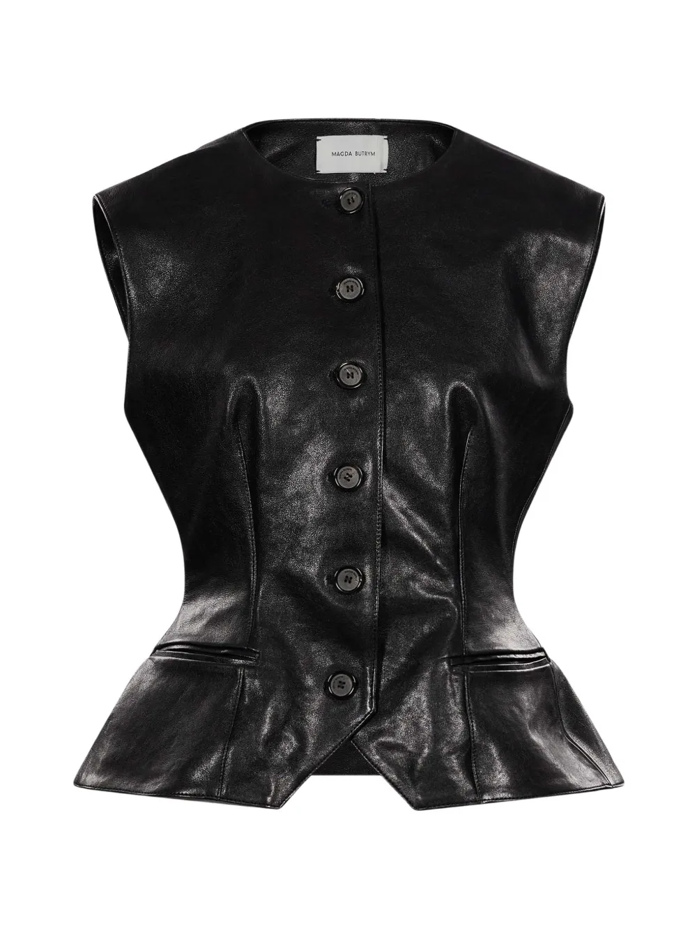 Magda Butrym peplum-hem leather gilet - Nero