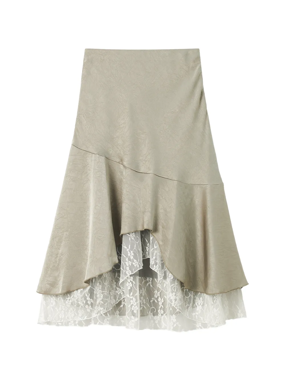 b+ab lace-trim asymmetric midi skirt - Toni neutri