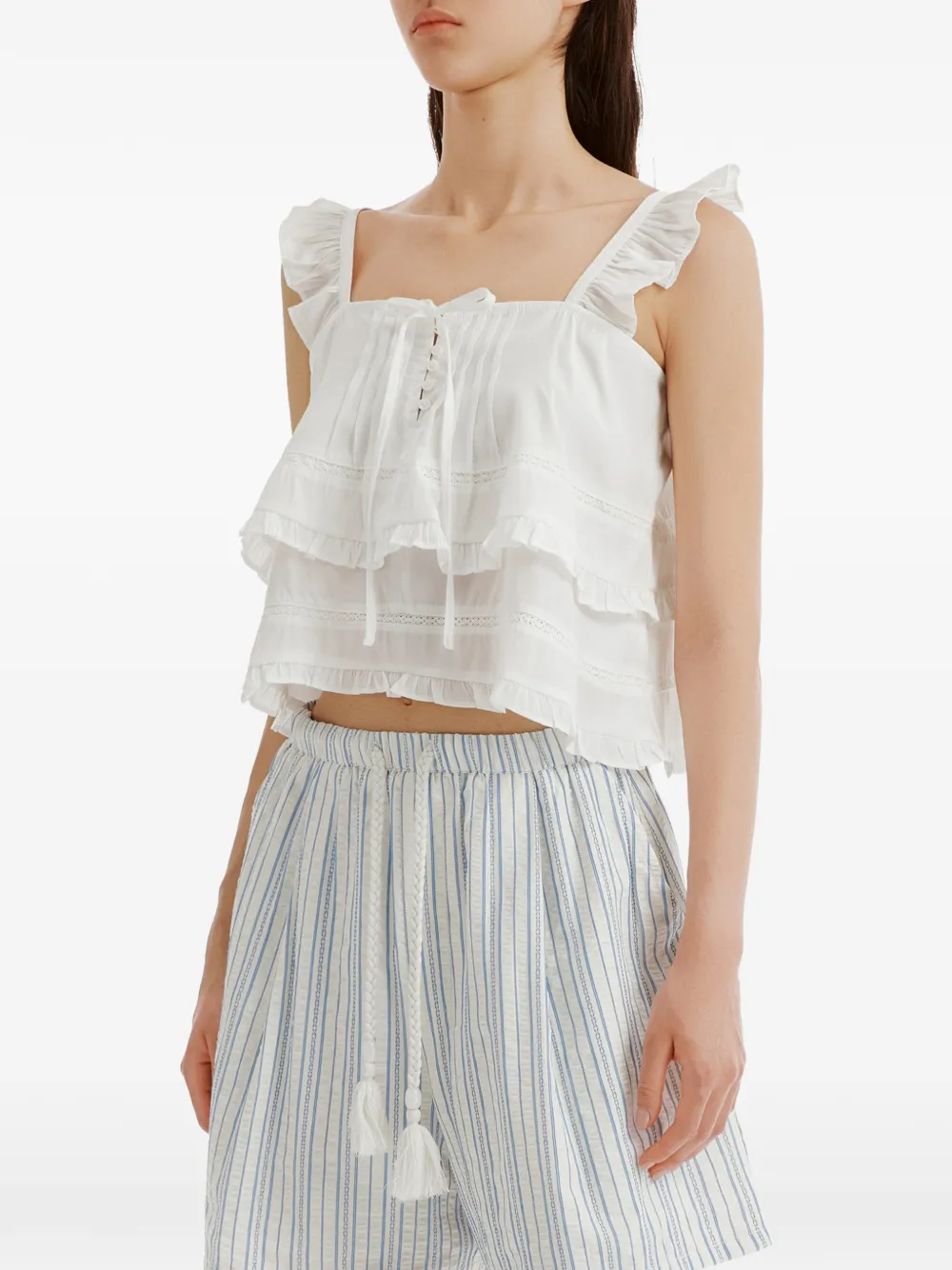 tout a coup Shirt met ruches Wit