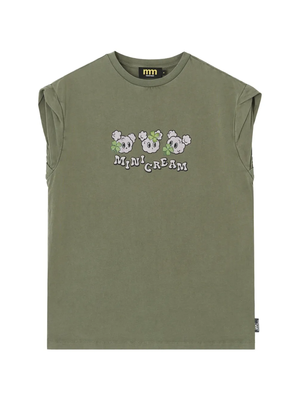 Mini Cream Graphic-print Sleeveless T-shirt In Green