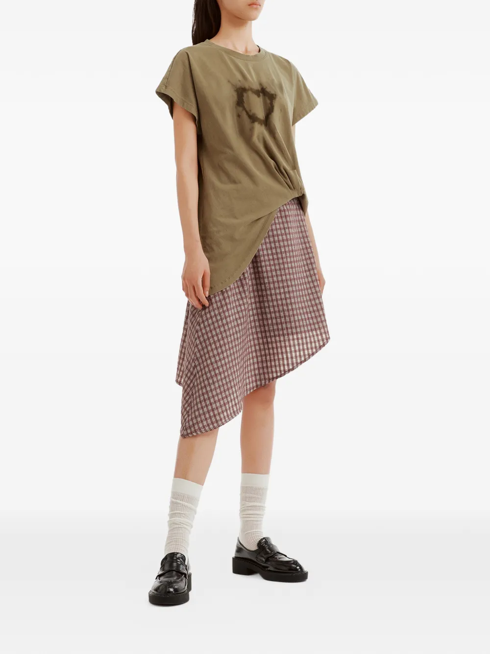 b+ab Asymmetrische mini-jurk met hartprint Groen