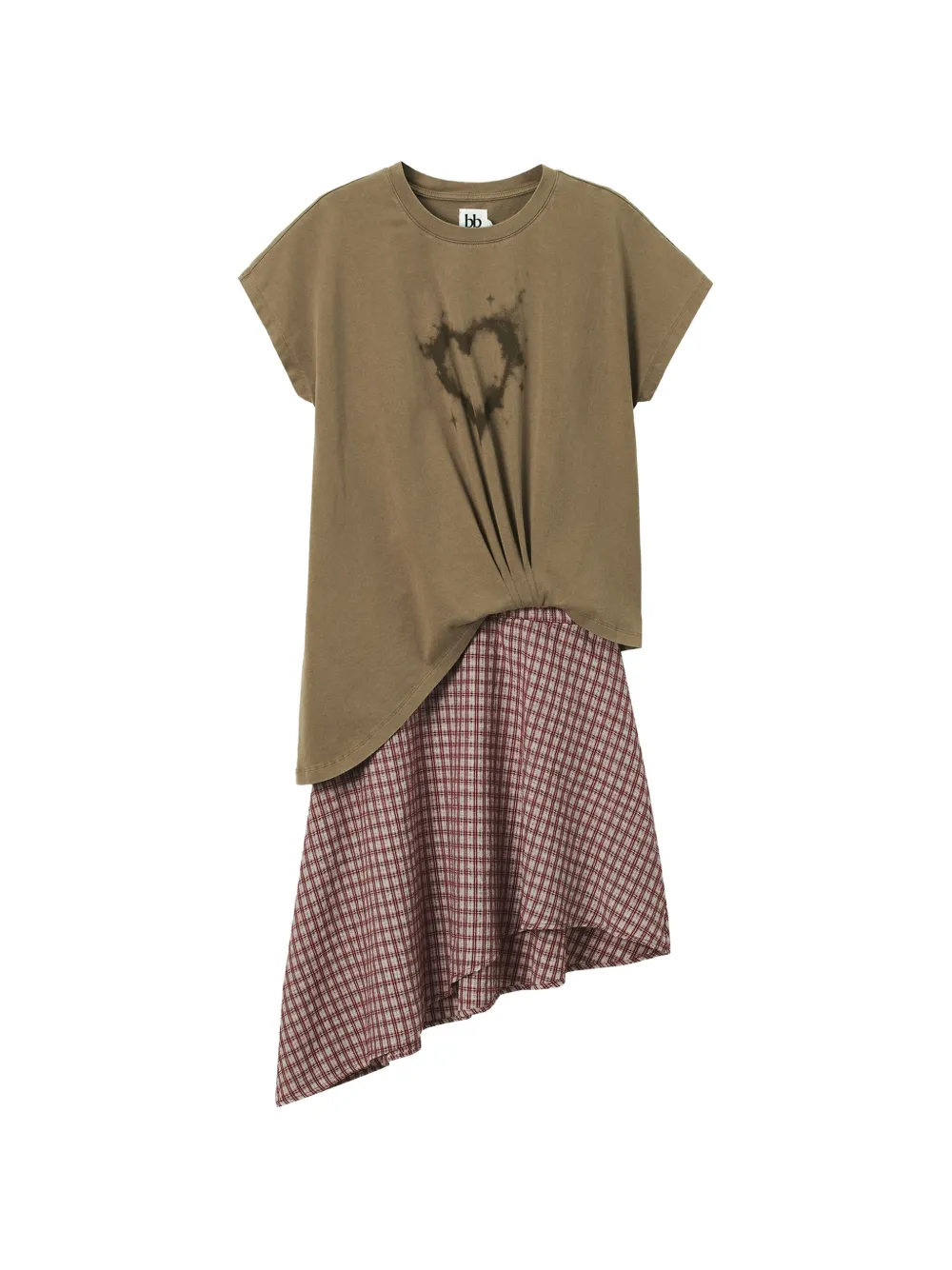 b+ab heart-print asymmetric mini dress - Verde