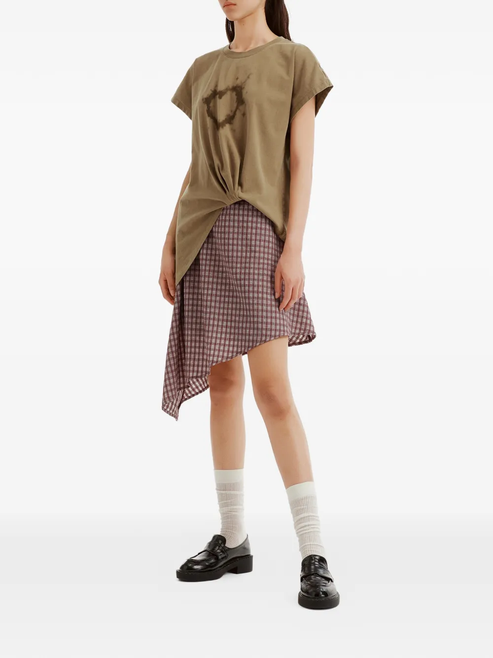 b+ab Asymmetrische mini-jurk met hartprint Groen