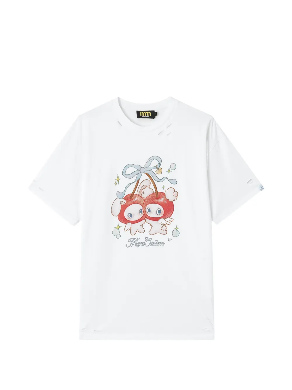 Mini Cream Graphic-print T-shirt In White