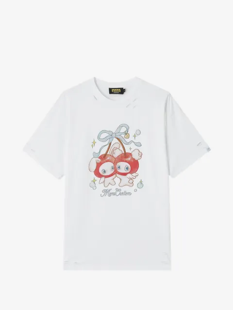 Mini Cream playera con estampado gráfico