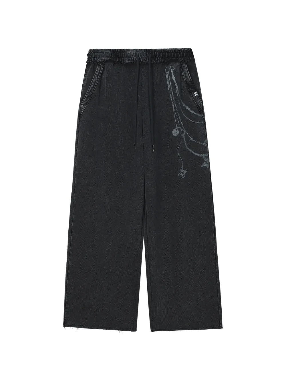 Mini Cream graphic-print wide-leg track pants - Grigio