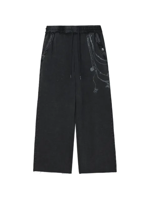 Mini Cream graphic-print wide-leg track pants