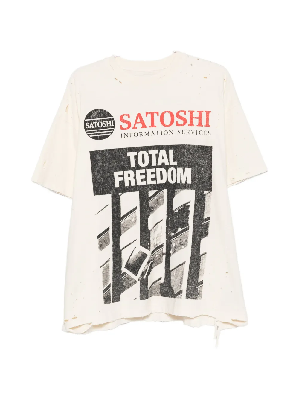 SATOSHI NAKAMOTO graphic-print T-shirt - Toni neutri