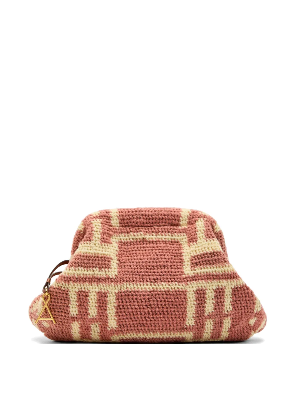 AMONG Bilum geometric-pattern crochet clutch bag - Marrone