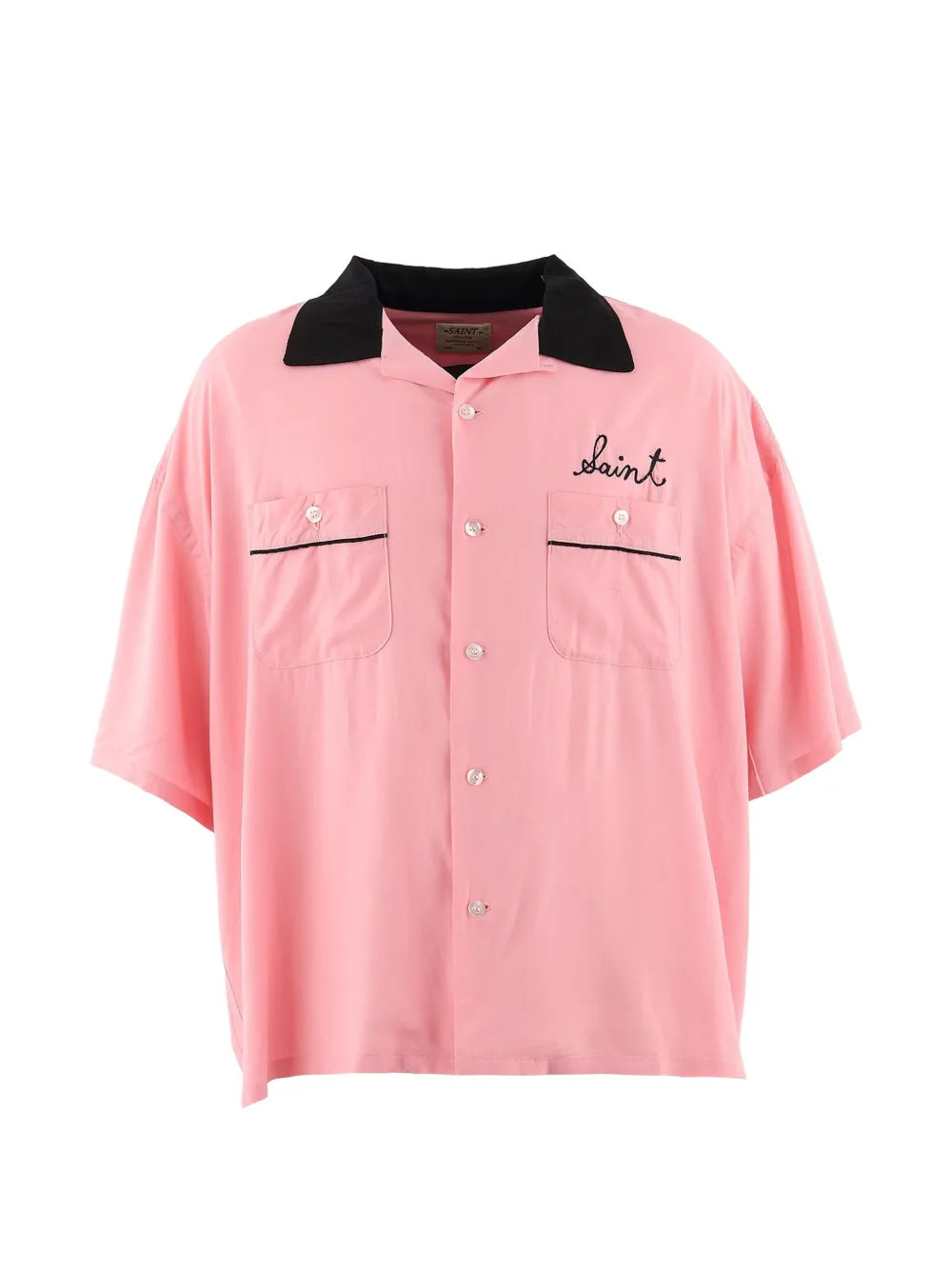SAINT MXXXXXX playing-card-patch bowling shirt - Rosa