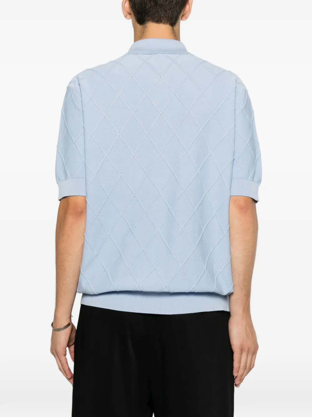 Balmain Gebreid poloshirt met geborduurd logo Blauw