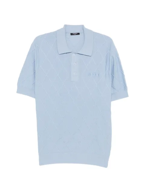 Balmain diamond-knit logo-embroidered polo shirt