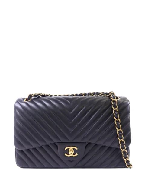 CHANEL Pre-Owned Classic Jumbo chevron quilted CC turn lock shoulder bag