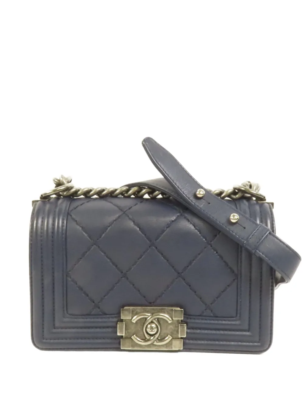 CHANEL Pre-Owned 20 Boy chain-strap calfskin shoulder bag - Blu
