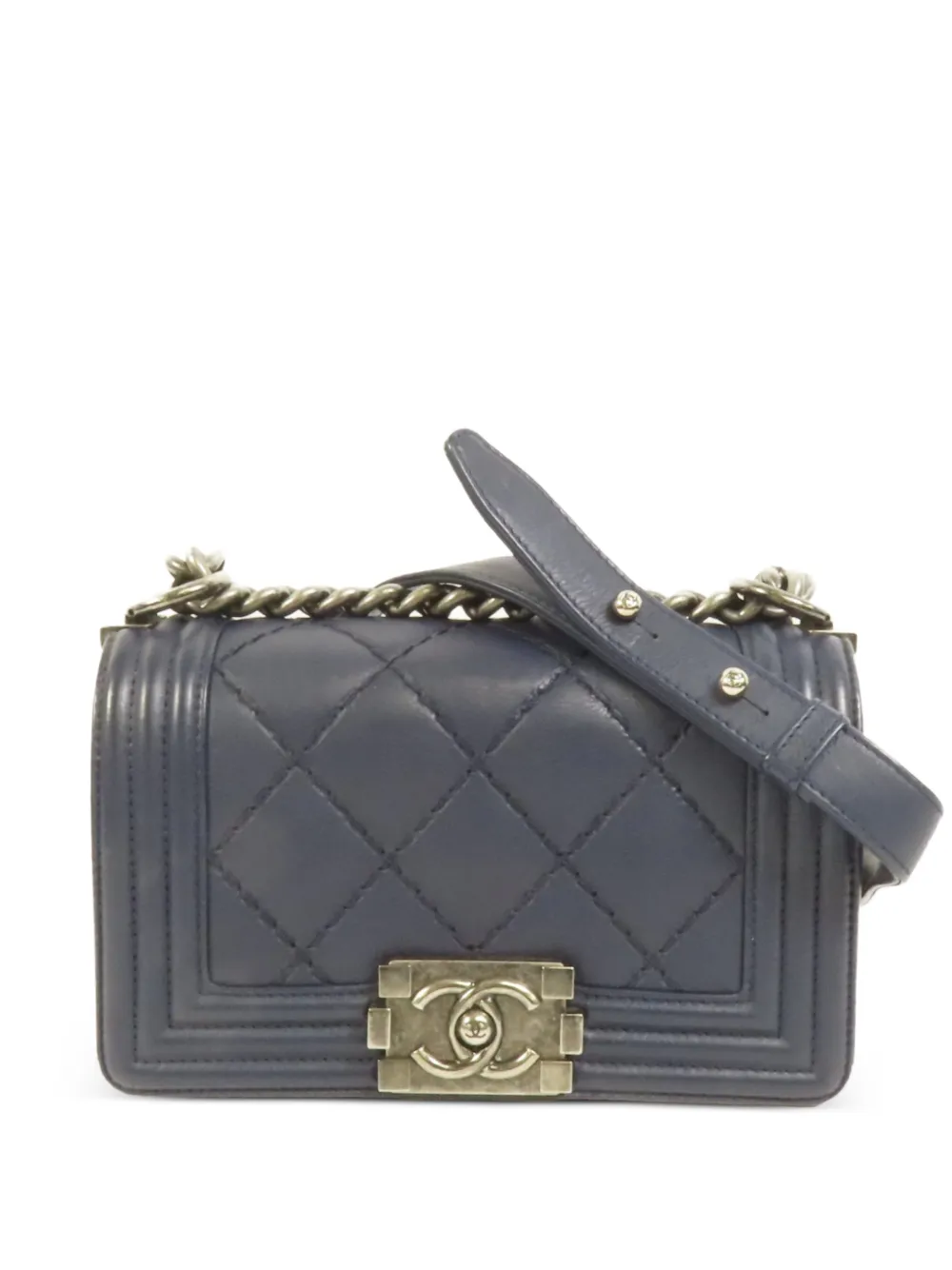 CHANEL Pre-Owned 20 Boy chain-strap calfskin shoulder bag - Blu