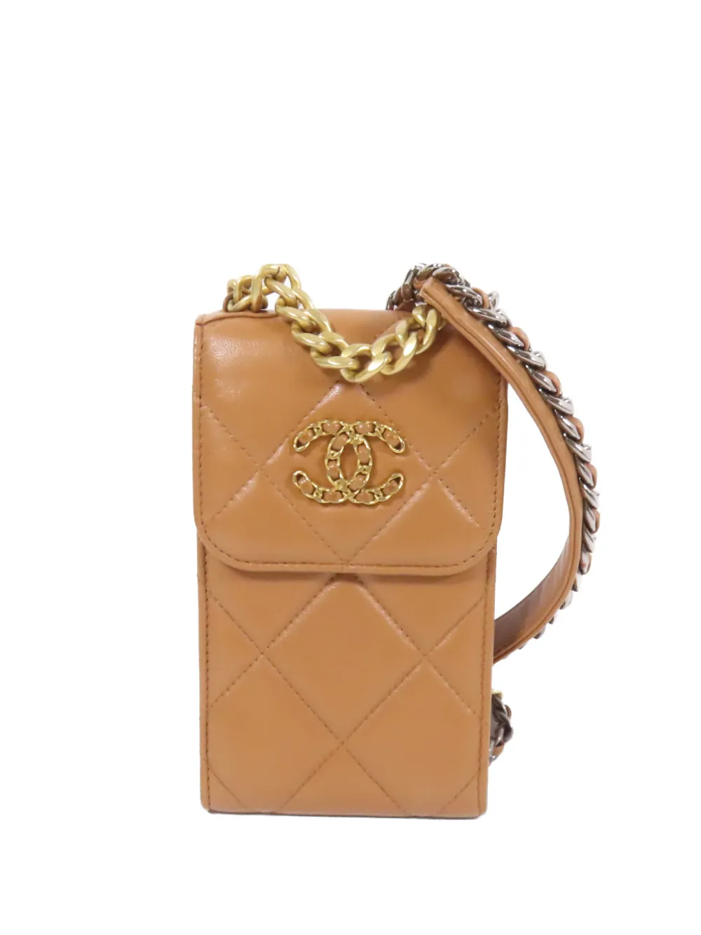 CHANEL Pre-Owned interlocking-CC phone holder bag - Toni neutri
