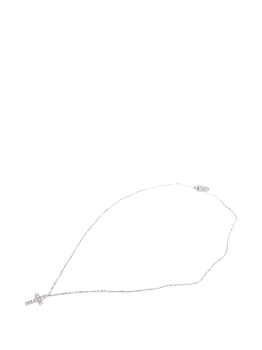 Pre-owned Cartier Symbol Diamond Cross Necklace In Silver