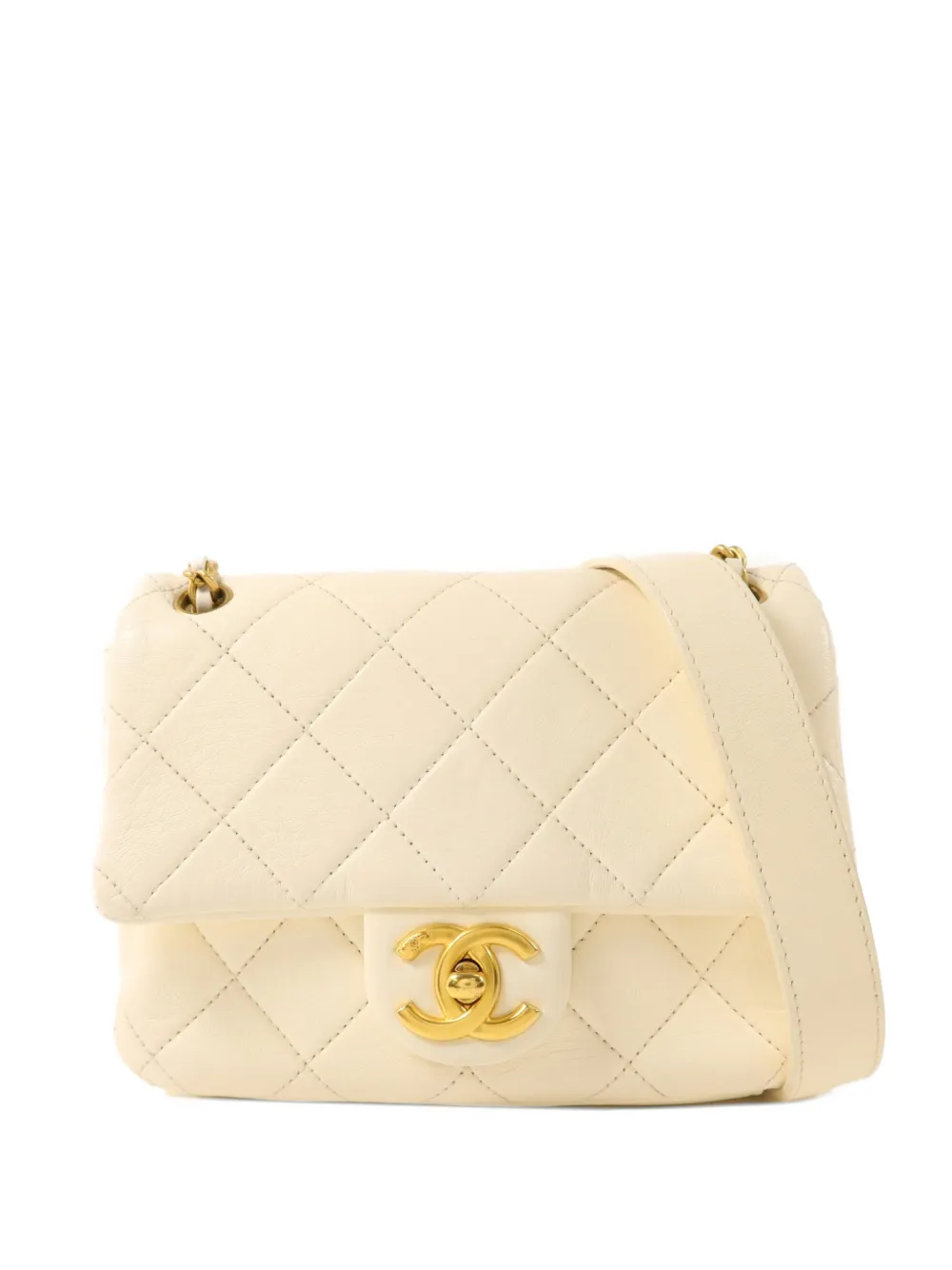 CHANEL Pre-Owned CC turn-lock quilted calfskin shoulder bag - Bianco