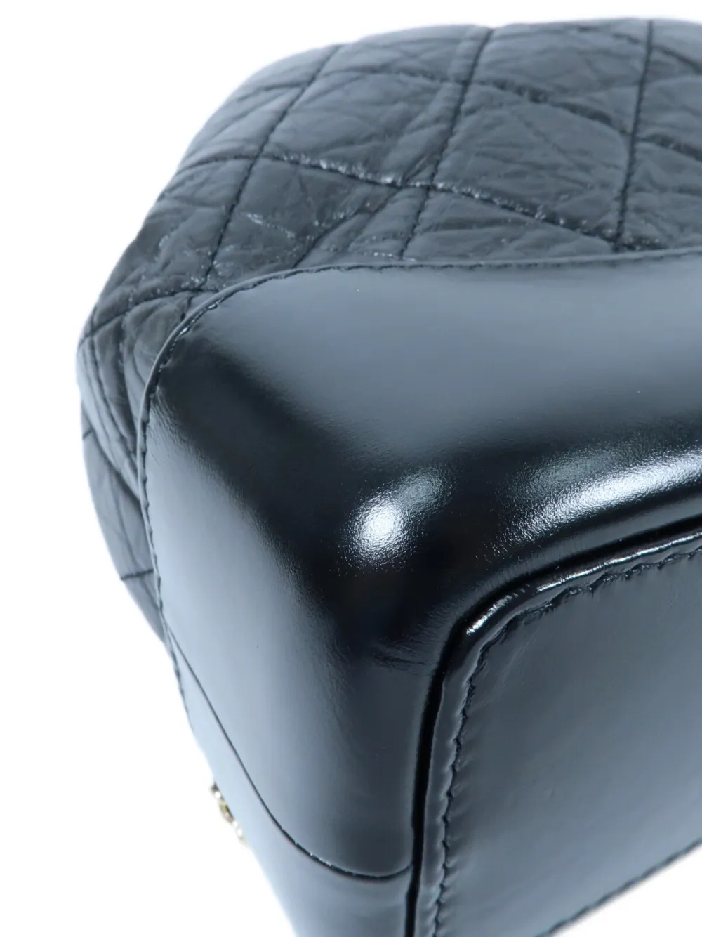 Pre-owned Chanel Gabrielle Cc Leather Backpack In Black