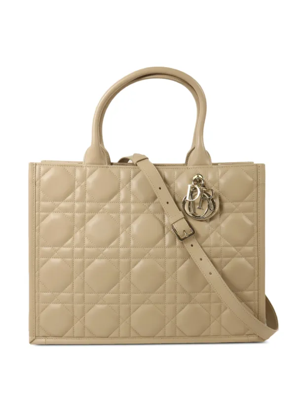 Dior Pre-owned Book Leather Tote Bag in Neutrals