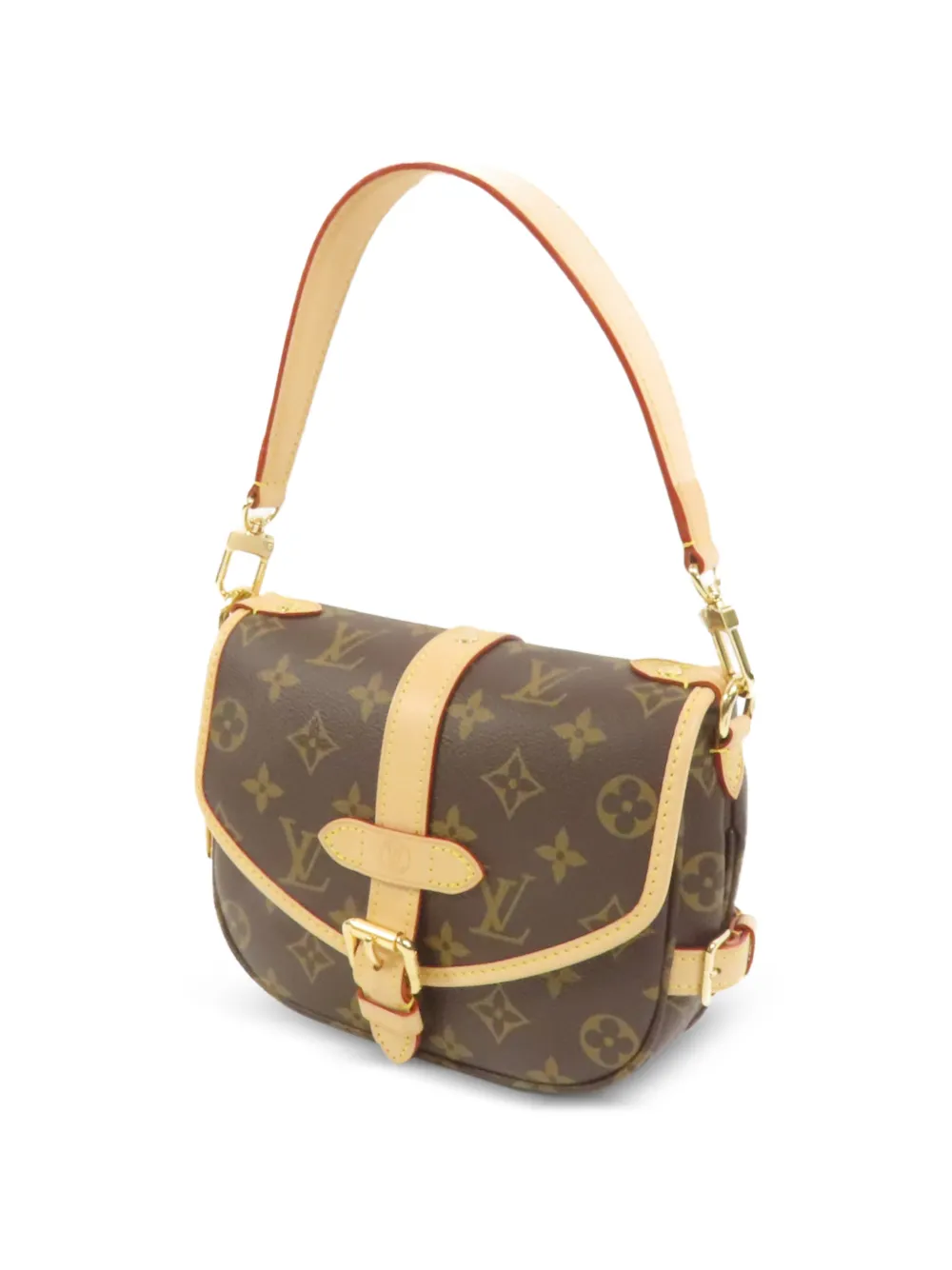 Louis Vuitton Pre-Owned BB Saumur Monogram canvas schoudertas Bruin