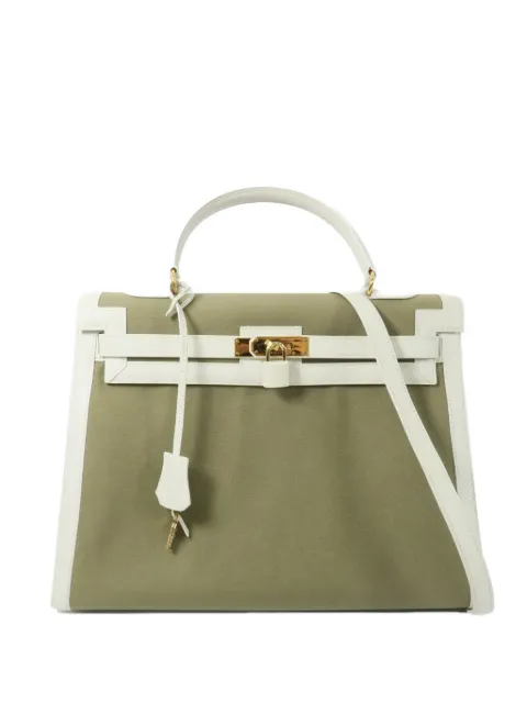 Hermès Pre-Owned 35 Kelly leather-trim tote bag