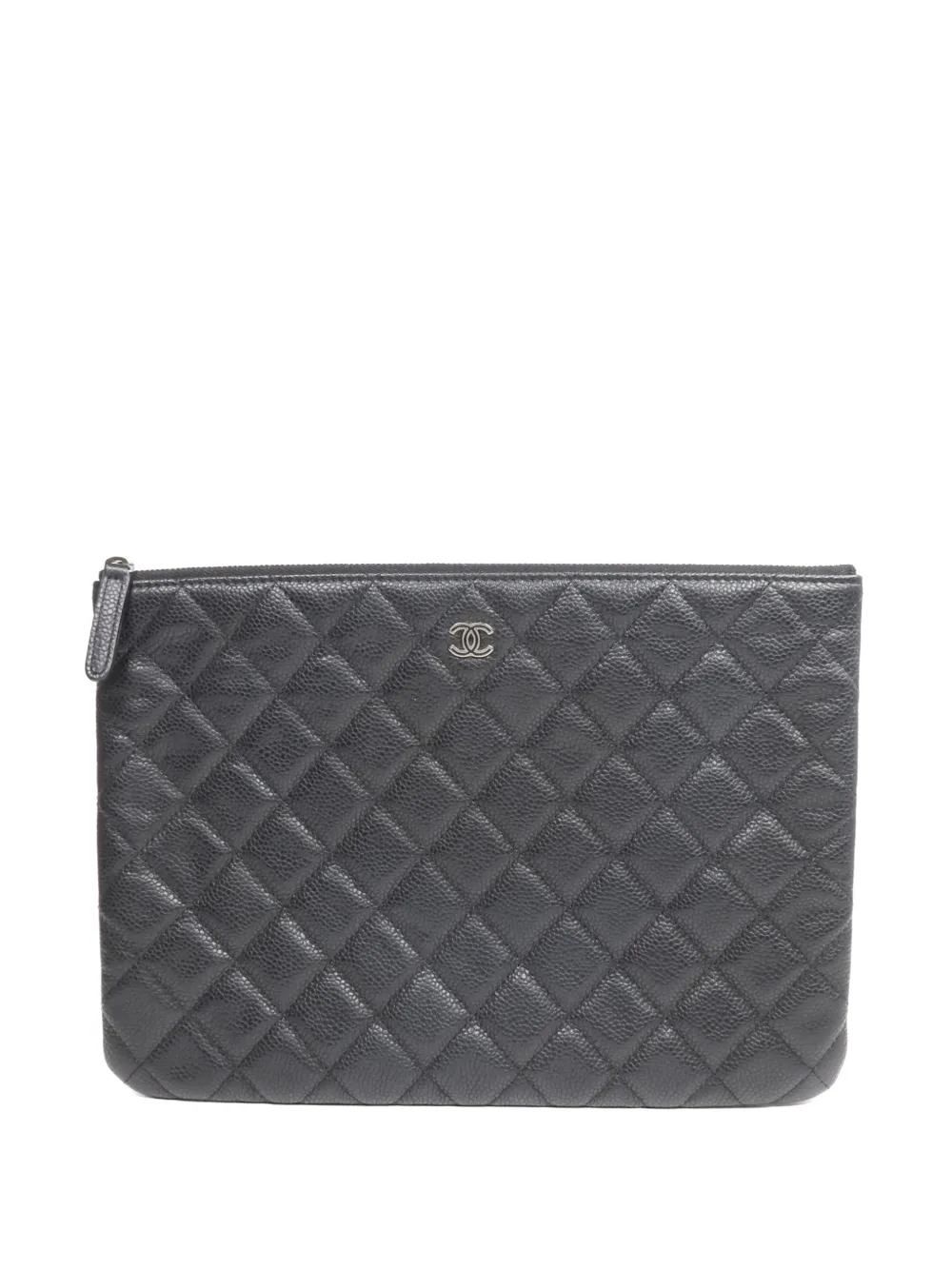 CHANEL Pre-Owned CC diamond-quilted calfskin pouch - Black