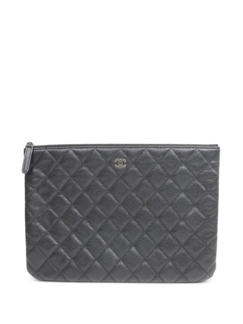 CHANEL Pre-Owned CC diamond-quilted calfskin pouch