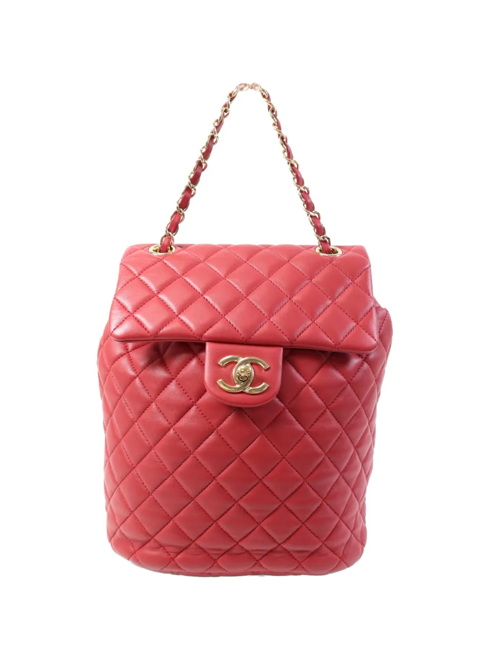 CHANEL Pre-Owned CC turn-lock quilted lambskin backpack - Rosso