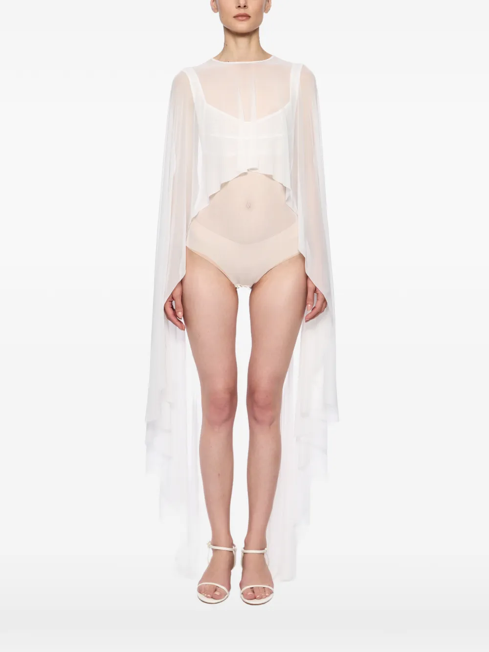 Atu Body Couture semi-sheer mesh cape - Weiß