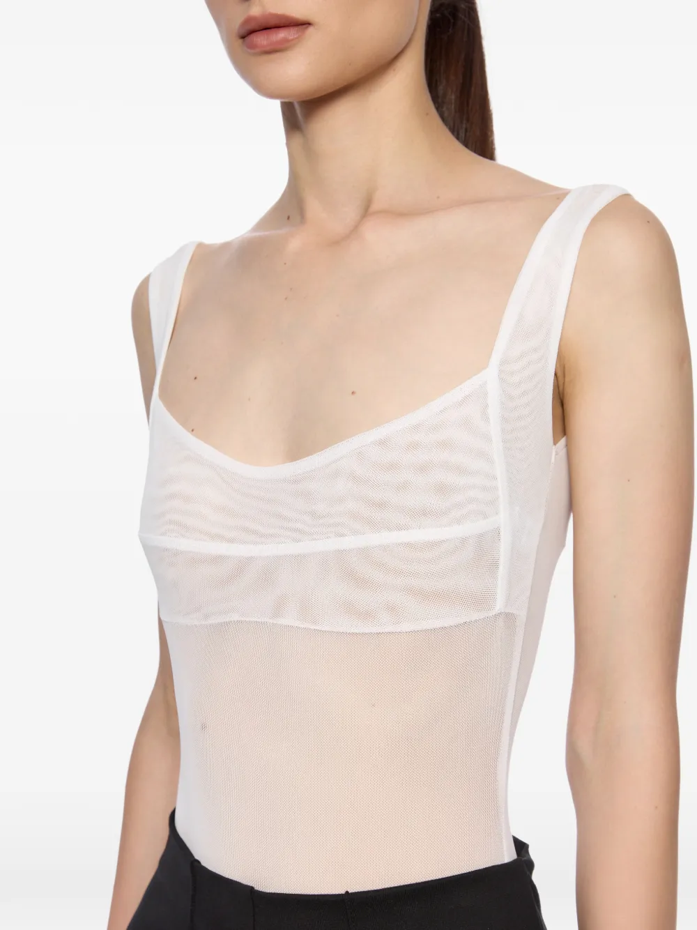 Atu Body Couture Semi-doorzichtige mouwloze body Wit