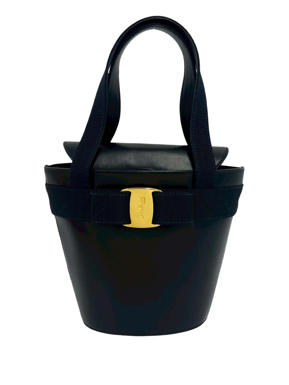 Ferragamo Pre-Owned 2010-2026 Leather Vara Bow Top Handle bucket bag - Blue
