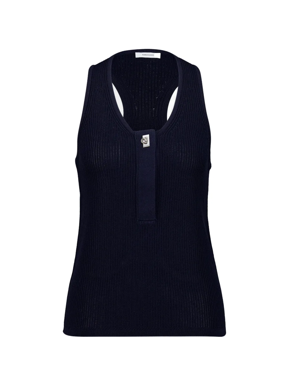 Ferragamo Gancini-plaque ribbed tank top - Blu
