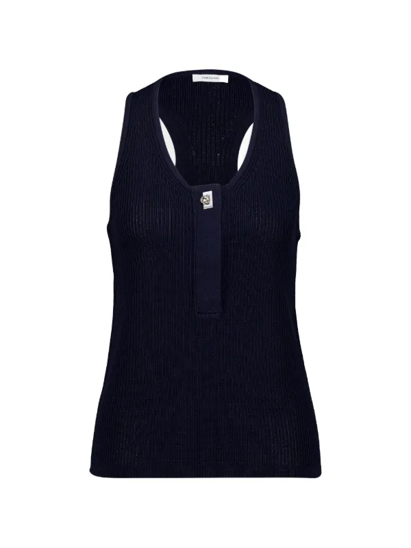Ferragamo Gancini-plaque Ribbed Tank Top in Blue