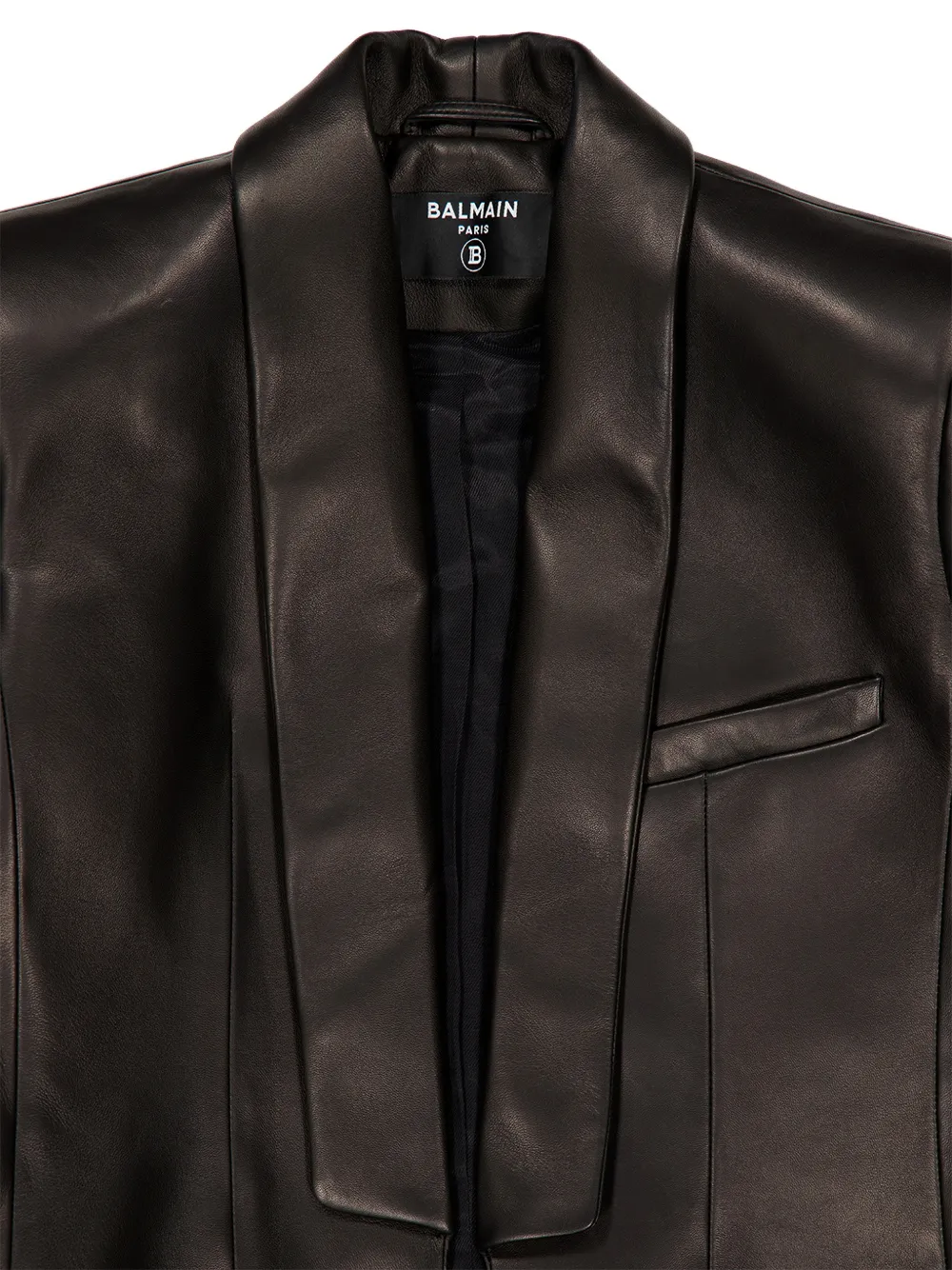 Balmain Spencer leren jack Zwart