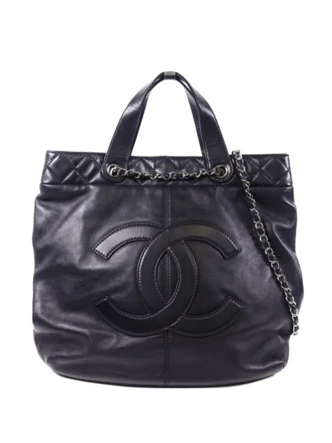 CHANEL Pre-Owned CC two-way diamond-quilted lambskin tote bag