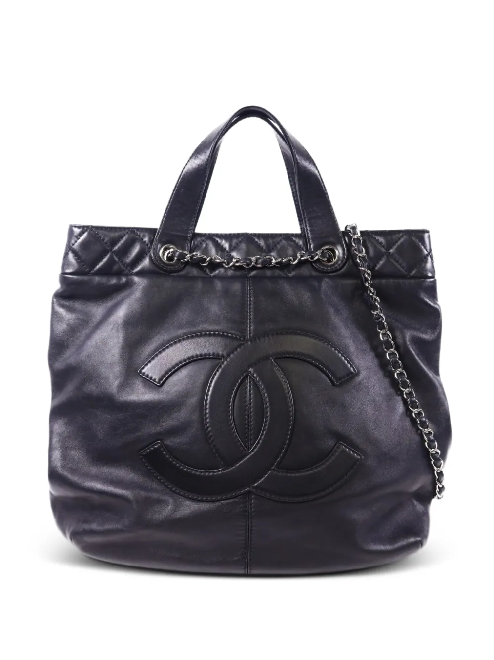 CHANEL Pre-Owned CC two-way diamond-quilted lambskin tote bag - Nero