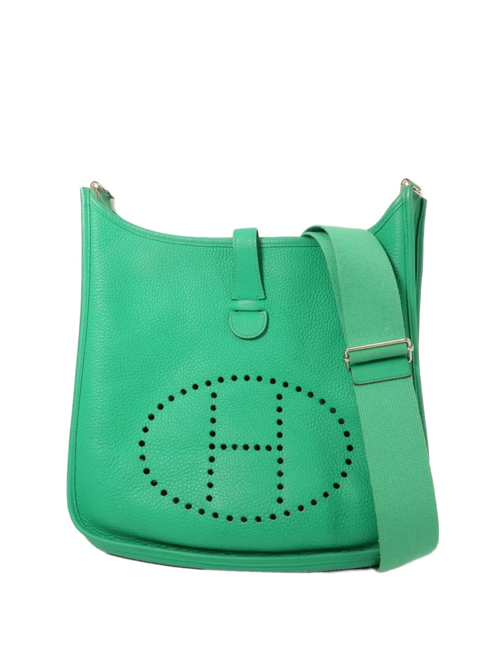 Pre-owned Hermes Gm Evelyne Shoulder Bag In Green