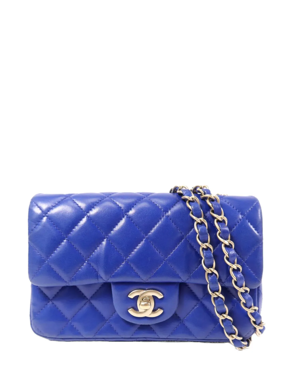 CHANEL Pre-Owned mini 20 Classic chain-strap lambskin shoulder bag - Blue