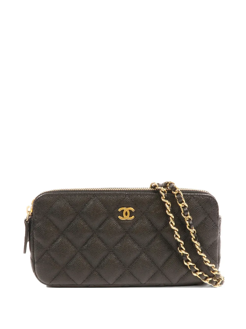 CHANEL Pre-Owned CC-logo double-zip clutch bag - Nero