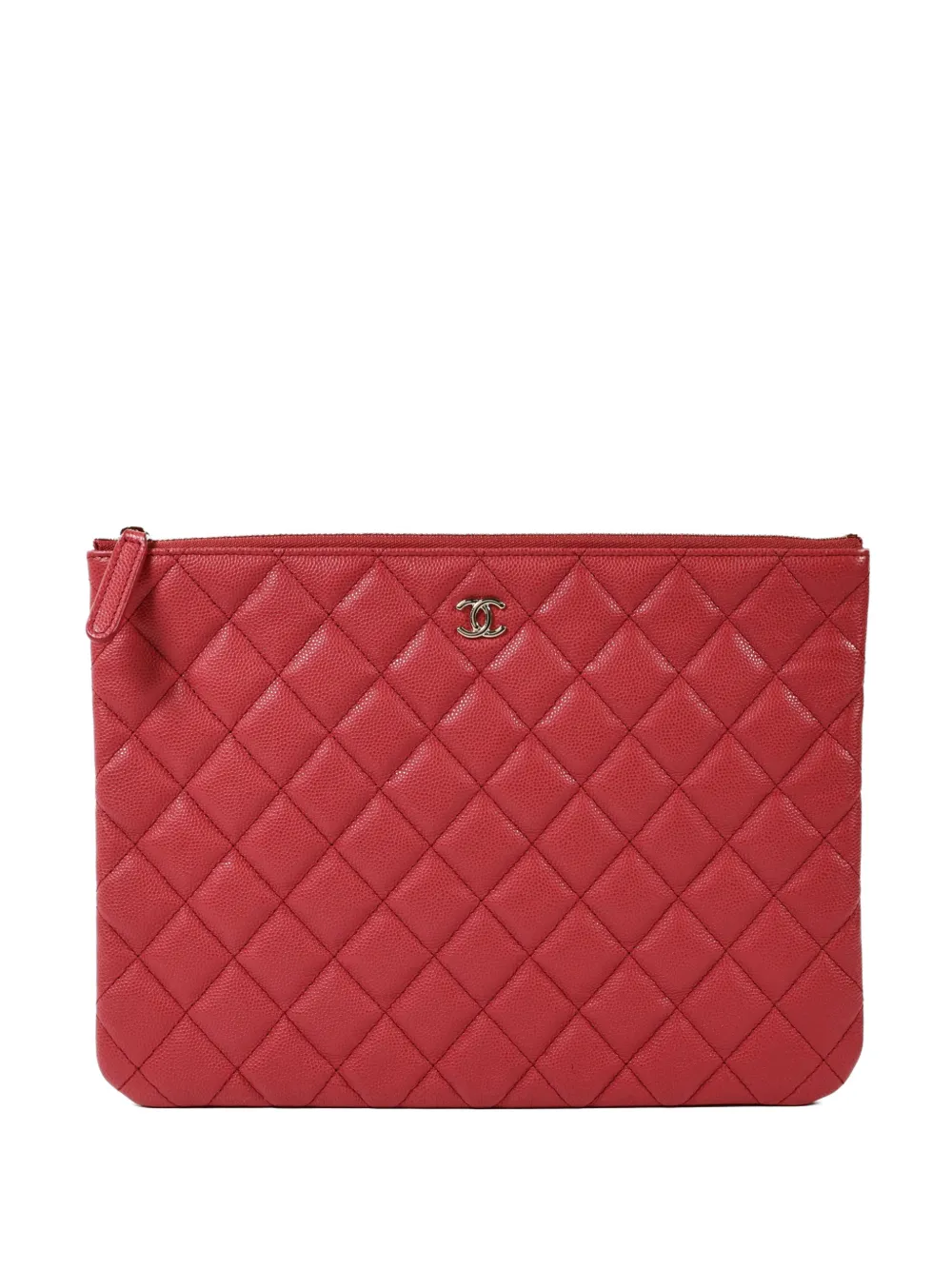CHANEL Pre-Owned CC-detail quilted clutch bag - Red