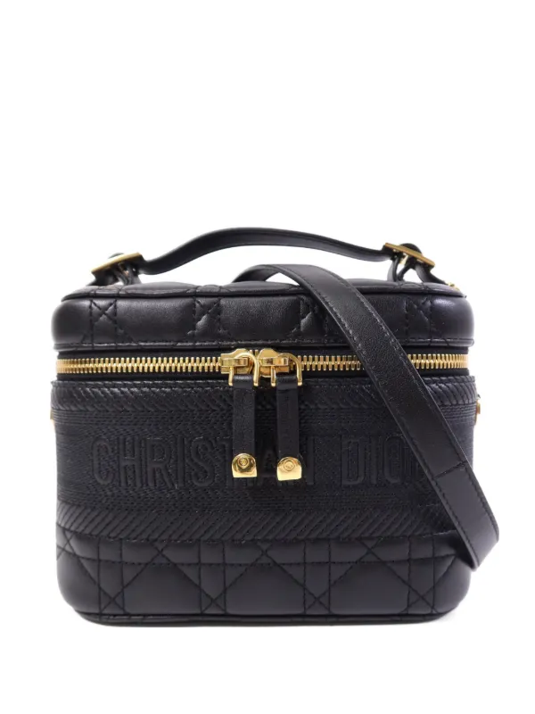 Dior Pre-owned Travel Vanity Two-way Calfskin Tote Bag in Black