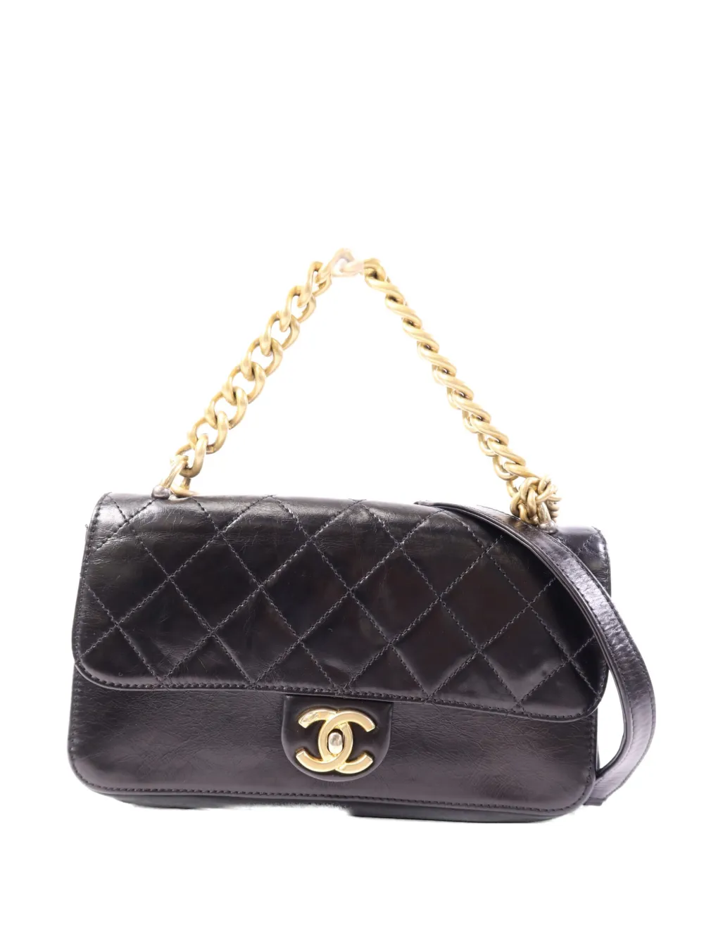 Pre-owned Chanel Cc Turn-lock Quilted Shoulder Bag In Black