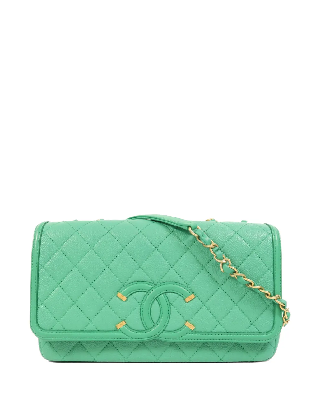 CHANEL Pre-Owned CC diamond-quilted shoulder bag - Verde