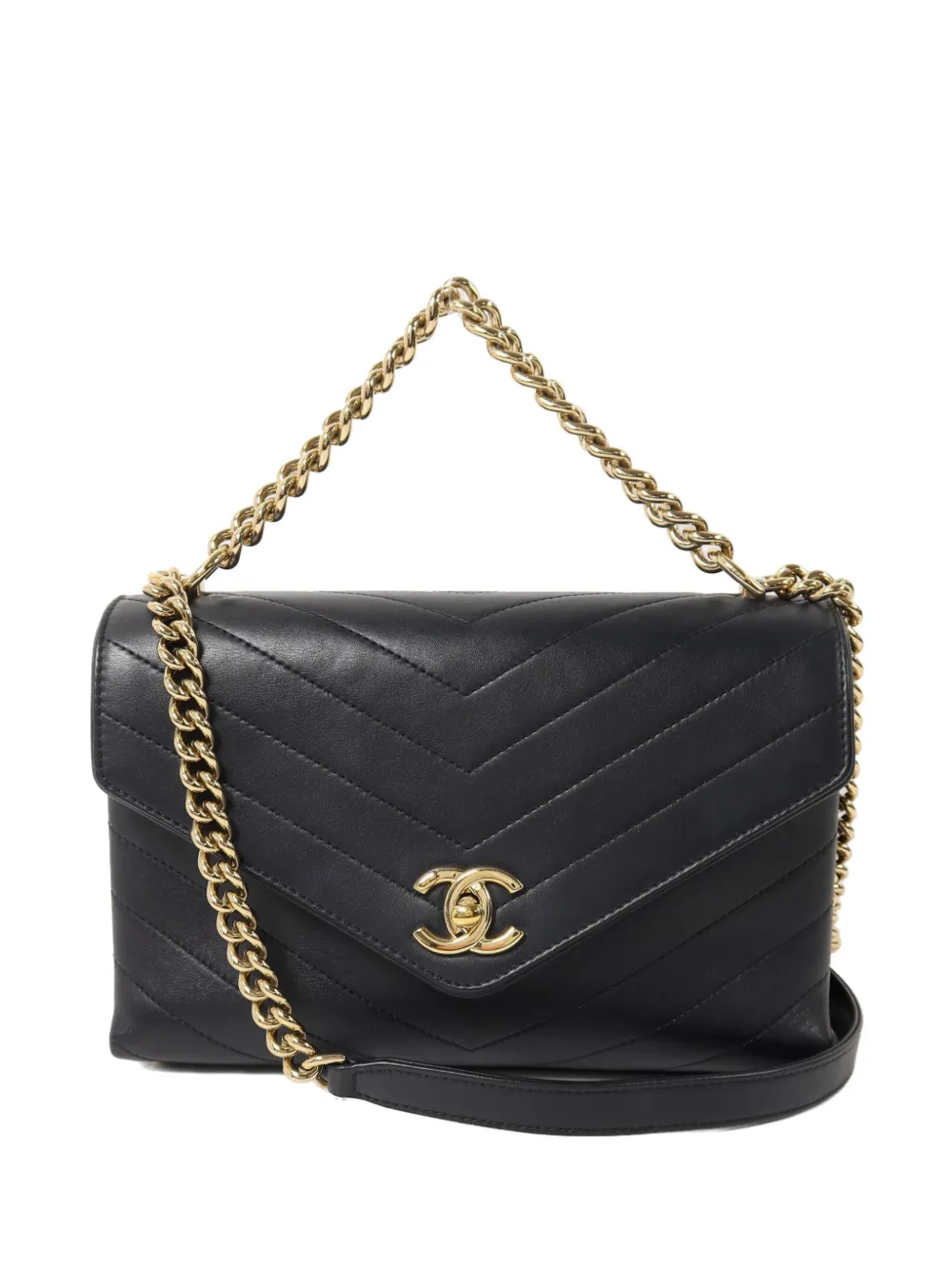 CHANEL Pre-Owned CC turn-lock chevron-quilted shoulder bag - Blau