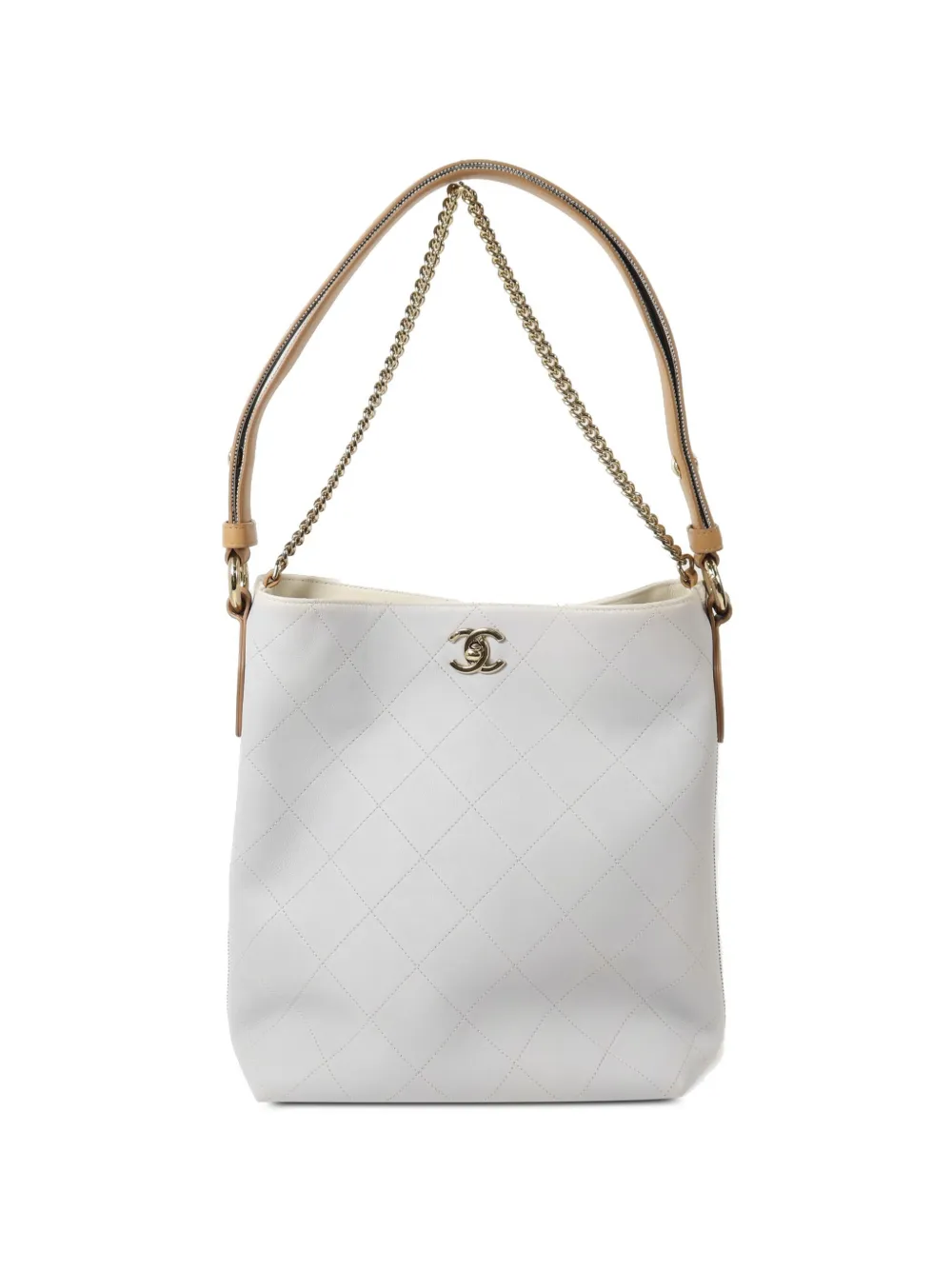 CHANEL Pre-Owned CC button up hobo shoulder bag - Bianco
