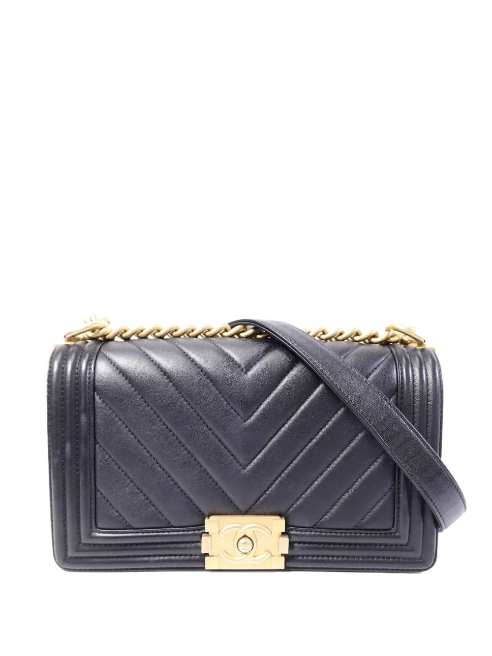 CHANEL Pre-Owned Boy chevron-quilted shoulder bag - Black
