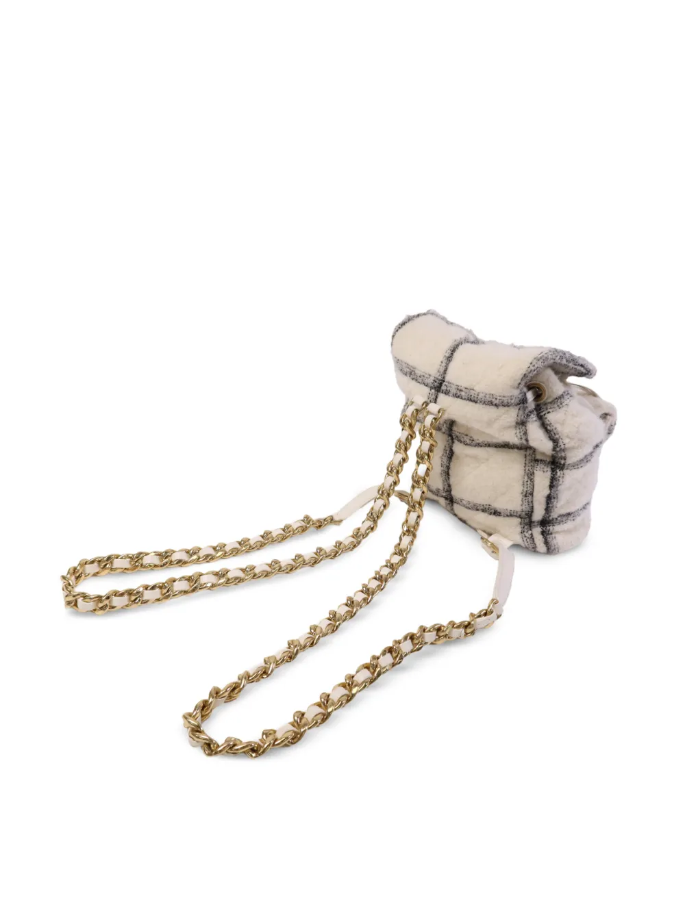 CHANEL Pre-Owned 22K Duma tweed rugzak met CC-draaislot Beige