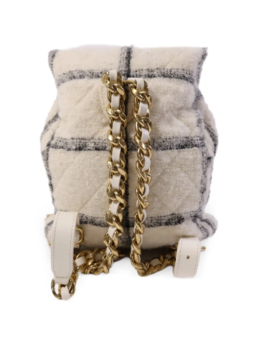 CHANEL Pre-Owned 22K Duma tweed rugzak met CC-draaislot Beige