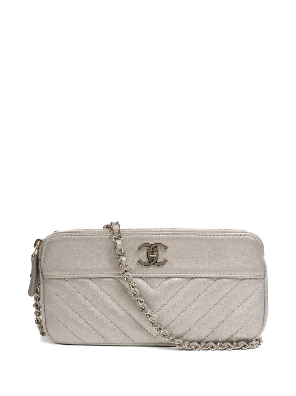 CHANEL Pre-Owned CC chevron-quilted shoulder bag - Silver